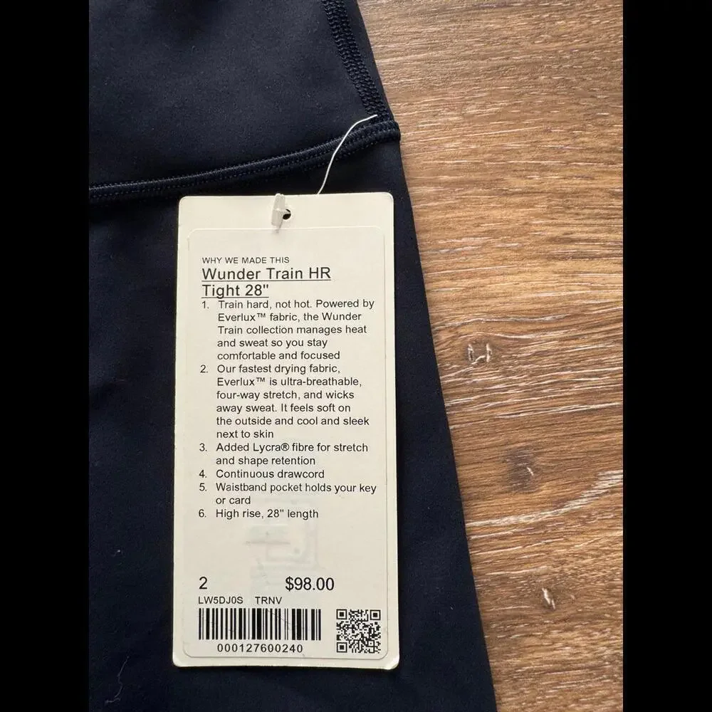 Lululemon Wunder Train High Rise 28” True Navy Size 2 NWT